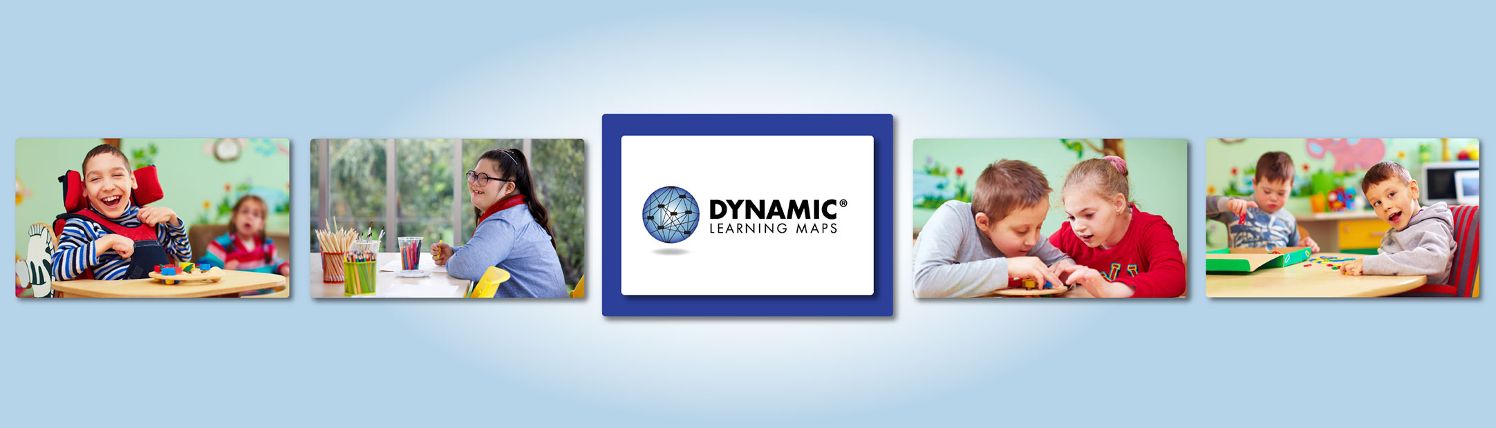 Banner image featuring children learning and playing, with the Dynamic Learning Maps logo in the center