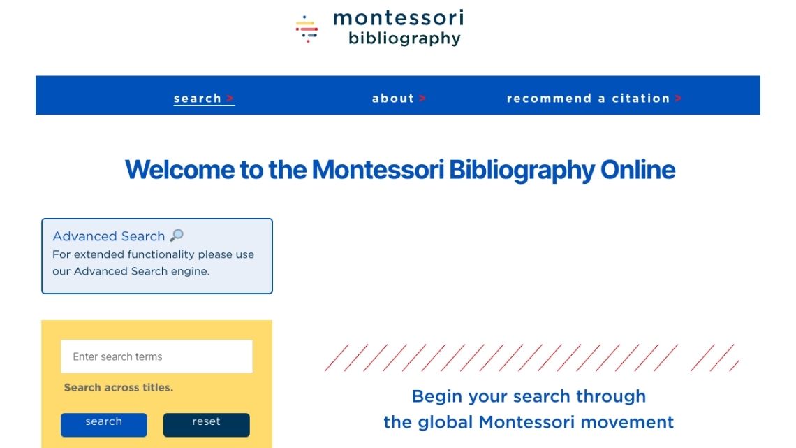 Montessori Bibliography Online screenshot
