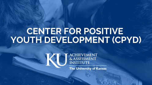 Title card with "Center for Positive Youth Development (CPYD)" in text, against a photo a two children reading and drawing. 